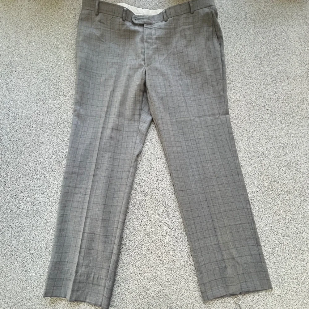 Samuelsohn Suit 50R 44x31+ Gray Super 110s Wool Glen Plaid Canada Luxury Classic
